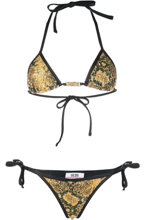 GCDS Sequin-embellished triangle-cup bikini set