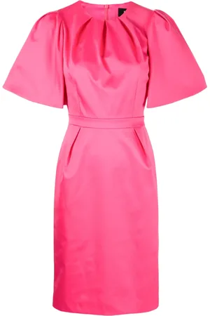 Paule Ka Satin-finish flounce-sleeve dress