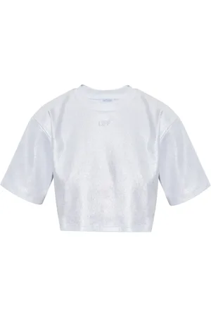 OFF-WHITE Logo-embroidered cropped t-shirt