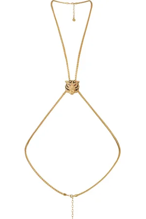 Roberto Cavalli Tiger Head lariat necklace