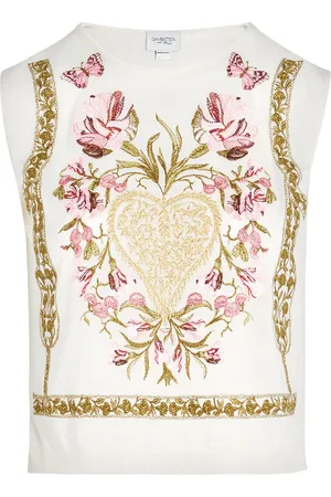 Giambattista Valli Floral-embroidered tank top