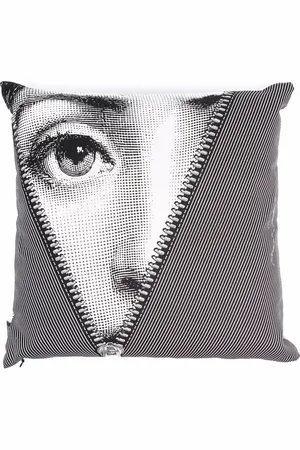 FORNASETTI Zipper face print cushion