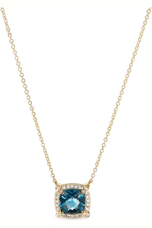 David Yurman 18kt yellow gold Petite Chatelaine topaz and diamond necklace