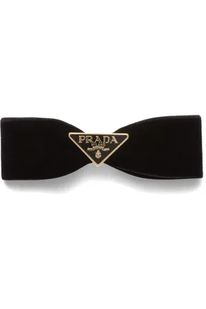 Prada Triangle-logo velvet hair clip