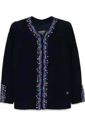CHANEL 1997 collarless zip up jacket