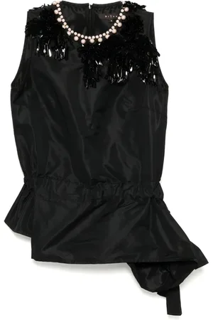 BIYAN Embellished neckline taffeta top