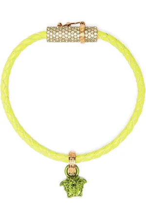 VERSACE Leather crystal-embellished bracelet