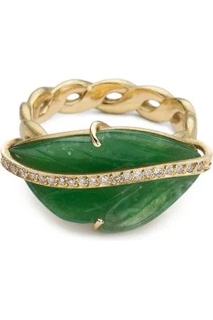 Brooke Gregson 18kt yellow Leaf jade and diamond ring