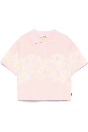 Msgm Floral-intarsia polo shirt