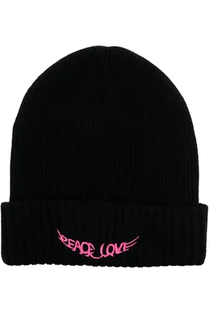 Zadig & Voltaire Slogan-embroidered ribbed-knit beanie