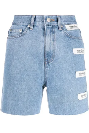 KIMHEKIM High-rise logo-patches denim shorts