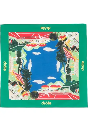 Drôle de Monsieur Tennis-print scarf