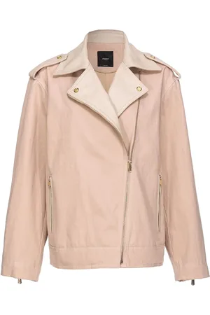 Pinko Leather-trim cotton biker jacket