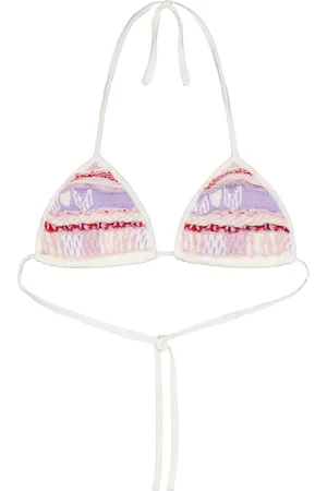 LANEUS Intarsia-logo jacquard bikini top