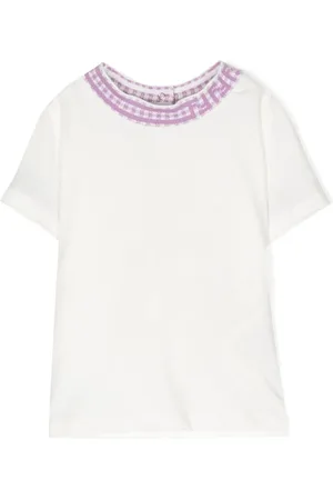 Fendi Checked-collar short-sleeve T-shirt