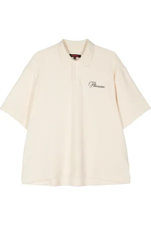 Pleasures Logo-embroidered terry-cloth polo shirt