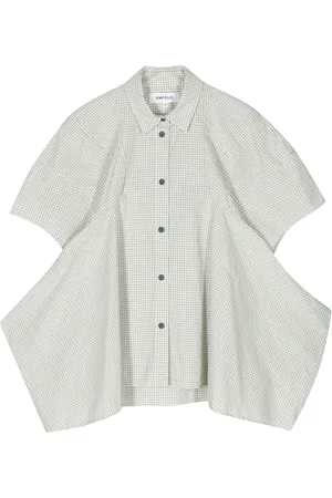 ENFÖLD Check-print cotton peplum shirt