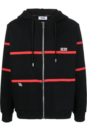 GCDS Stripe-print zip-up hoodie