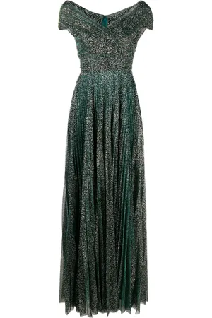 TALBOT RUNHOF Beaded off-shoulder voile gown