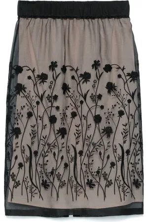 P.A.R.O.S.H. Floral-embroidered midi skirt