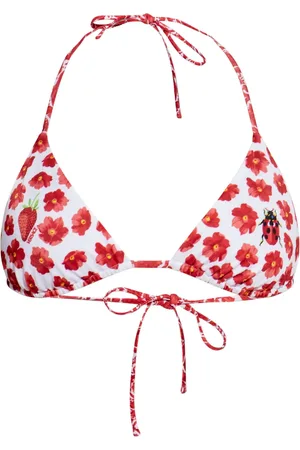 VERSACE Floral-print bikini top