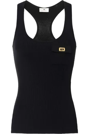 Elisabetta Franchi Logo-plaque ribbed racerback tank top