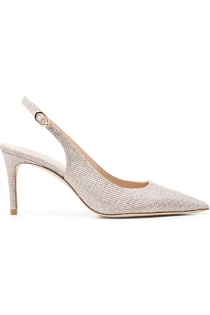 Stuart Weitzman 80mm lurex-detail slingback pumps