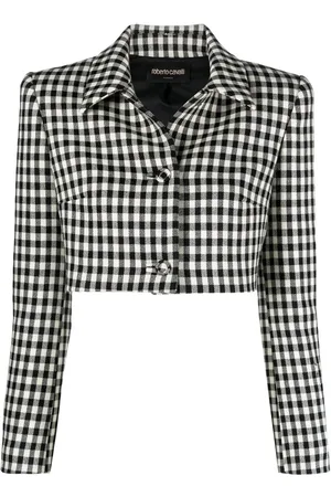 Roberto Cavalli Cropped gingham-check jacket