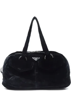 Prada 2000s triangle-logo velvet shoulder bag