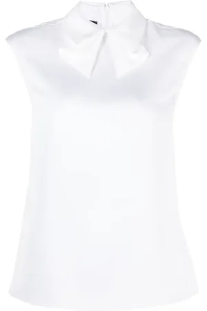 Emporio Armani Bow-collar satin-finish blouse