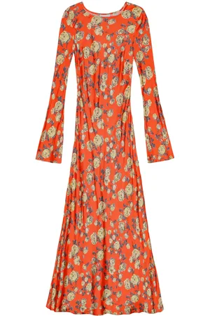Ganni Floral-print satin maxi dress