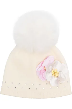 MONNALISA Flower-detail knit hat
