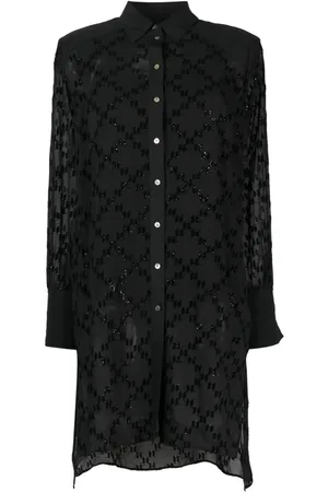 Karl Lagerfeld Monogram-jacquard glitter-detail shirt