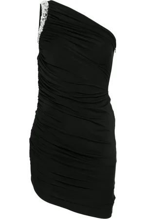 DAVID KOMA Crystal-claw draped mini dress