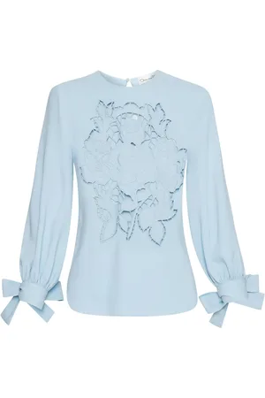 Oscar de la Renta English Rose cut-out georgette blouse