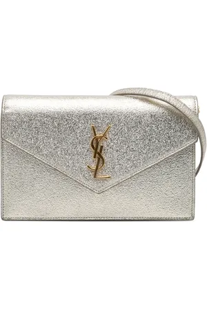 Saint Laurent 2015 Metallic Textured Calfskin Envelope Wallet On Chain crossbody bag