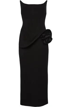 MAGDA BUTRYM Floral-appliqué bustier midi dress