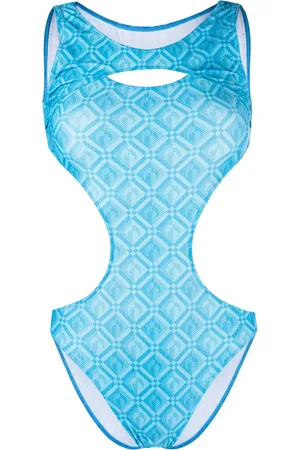 Marine Serre Lozenge print cut-out swimsuit
