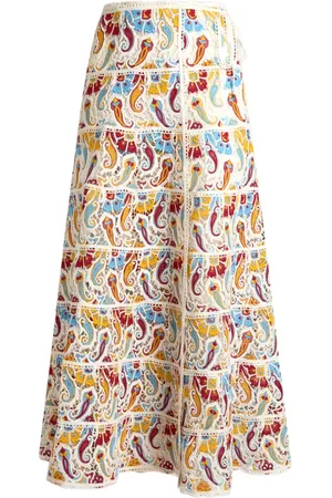 Etro Paisley-macramé midi skirt