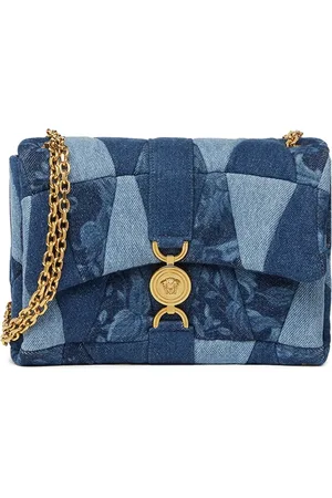 VERSACE Kleio denim quilted shoulder bag