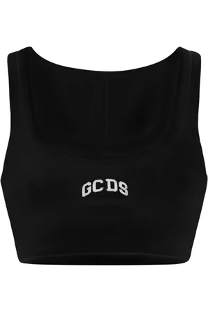 GCDS Logo-embroidered cropped top