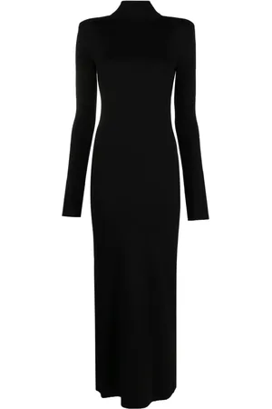 Saint Laurent Funnel-neck wool midi dress