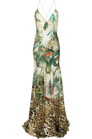 Roberto Cavalli Jungle-print silk maxi dress