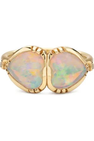 Brooke Gregson 18kt yellow Double Heart opal ring