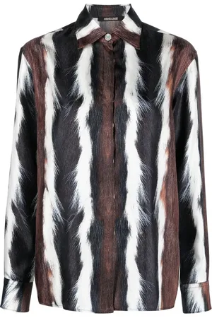 Roberto Cavalli Fur-print silk shirt