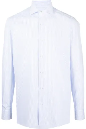 LUIGI BORRELLI NAPOLI Striped long-sleeve cotton shirt