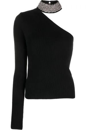 GIUSEPPE DI MORABITO Rhinestone-embellished one-shoulder top