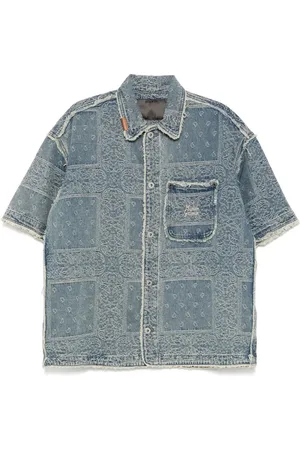 Musium Div. Logo-embroidered denim shirt