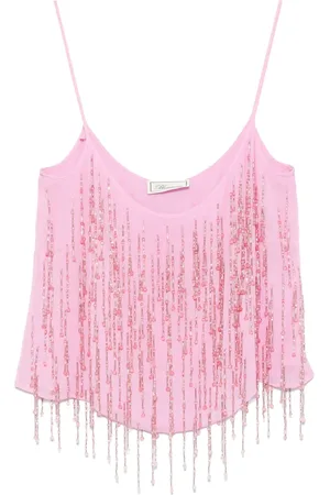 BLUMARINE Bead-embellished georgette top