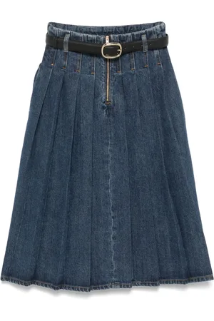 Self-Portrait Denim midi skirt